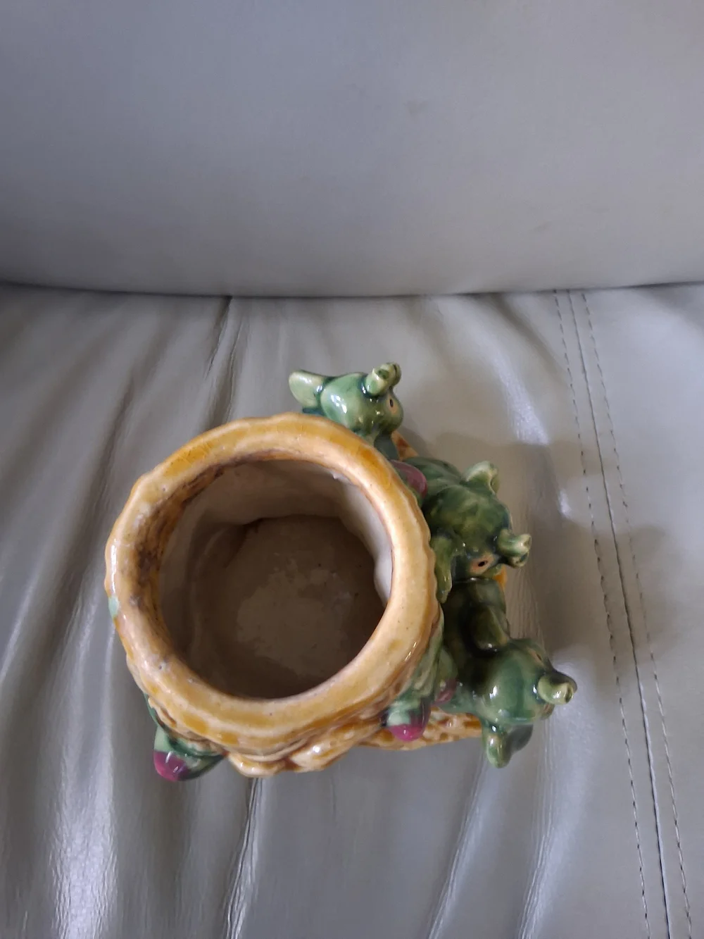 Vintage Majolica Style Elephant Planter